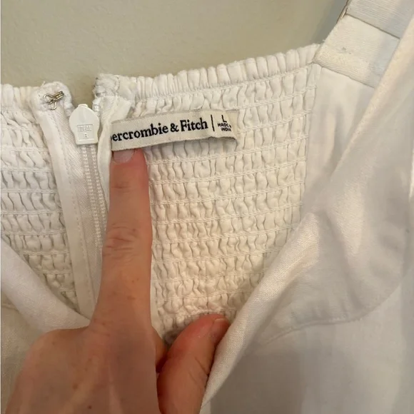 Abercrombie and Fitch Stretch Linen Blend White dress size large - Picture 8 of 11